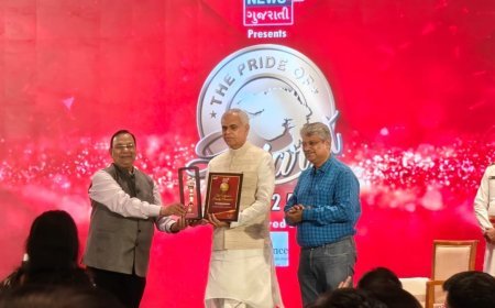 Astrologer Ramesh Khaitan Honoured with “Pride of Gujarat Award 2025” by Governor Acharya Devvrat Ji